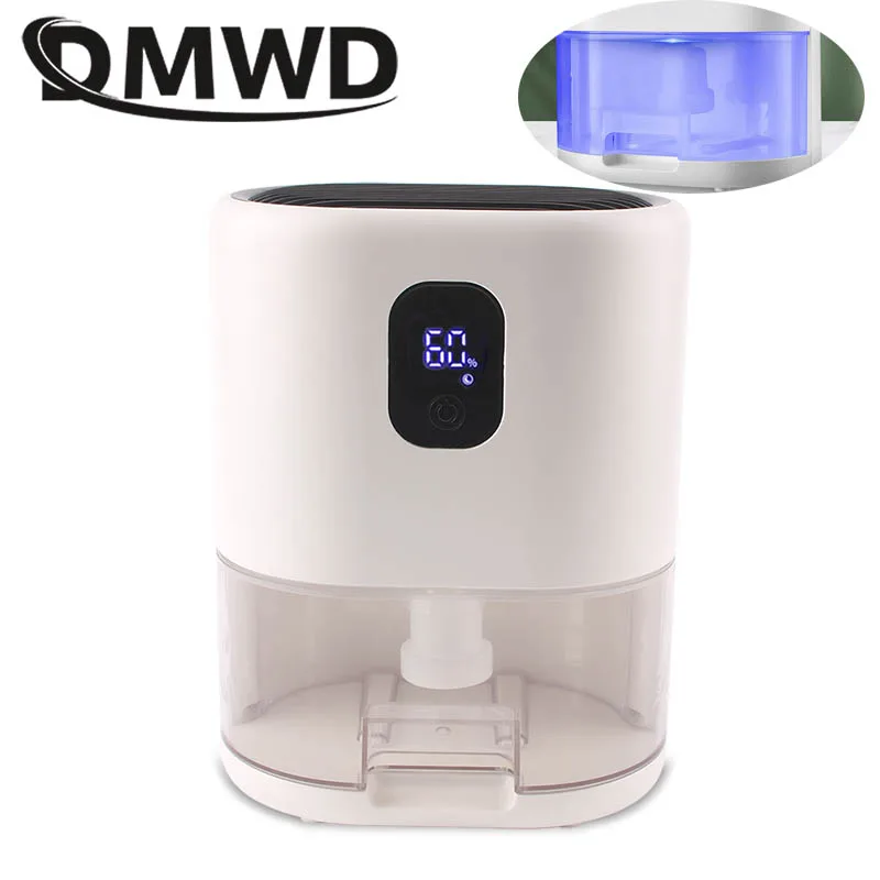 DMWD Electric Dehumidifier Air Dryer Moisture Absorber 1L Water Tank For Home Bedroom Kitchen Office Basement 100V-240V