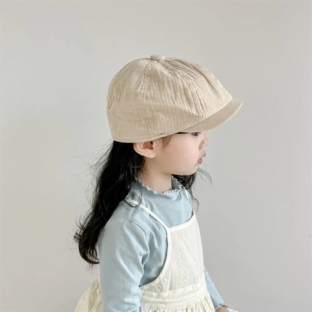 

Retro Solid Color Children Forward Hat Korean Harajuku Kids Newsboy Cap Visor 2-6year Baby Beret Boy Girl