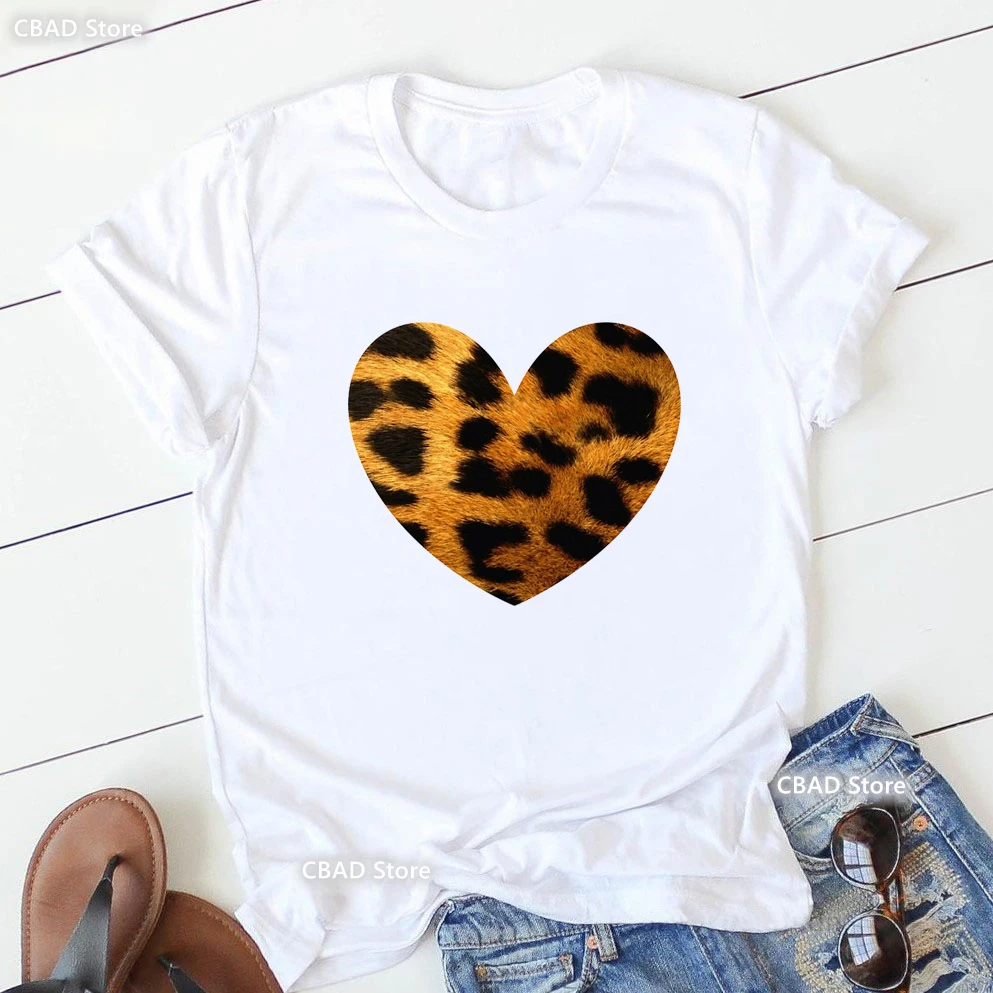 Fashion Girl Print T Shirt Women Leopard High Shoes Tshirt Femme Summer Short Sleeve T-Shirt Female Harajuku Shirt Streetwear