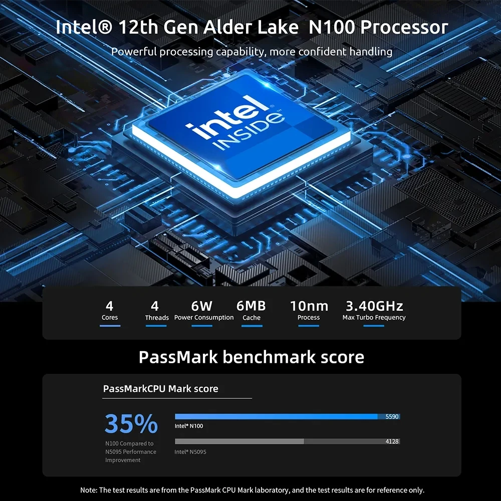 Mini PC BMAX B4 Plus Turbo con Windows 11, Intel N100/N150, 16GB, 512GB/1TB SSD, HDMI, Tipo-C, Compatible con 4K@60Hz, Gráficos Intel UHD, Bluetooth 4