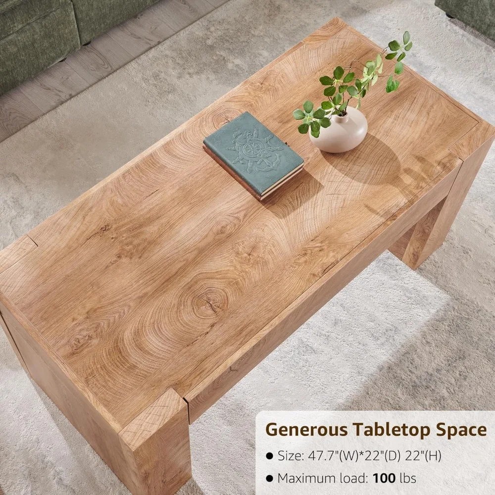 48 طاولة قهوة حديثة للمزرعة، وطاولة غرفة معيشة خشبية مع أدراج تخزين مخفية، وأدراج #4