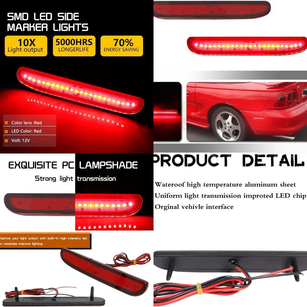 

1994-1998 Ford Mustang Боковые габаритные огни заднего бампера — полностью красный светодиод с красной линзой F4ZZ-13A565