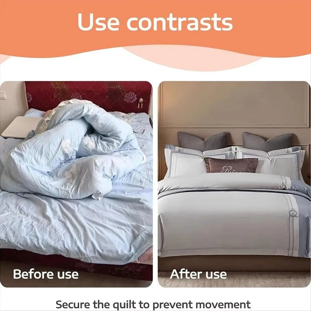 4/8/16PCS Four Corner Fixed Quilt Cover Ties Mother Buckle Secure Fit Duvet Snap Clips Flat Rope Binding Reusable