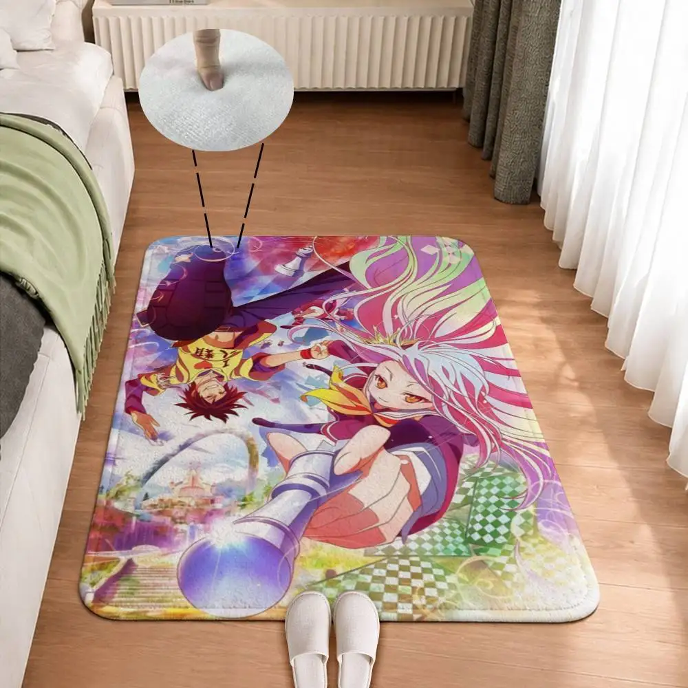 S-Shiro Anime No Game No Life Home Decor Short Plush Floor Mat, Non-Slip & Easy to Clean for Multi Doorways