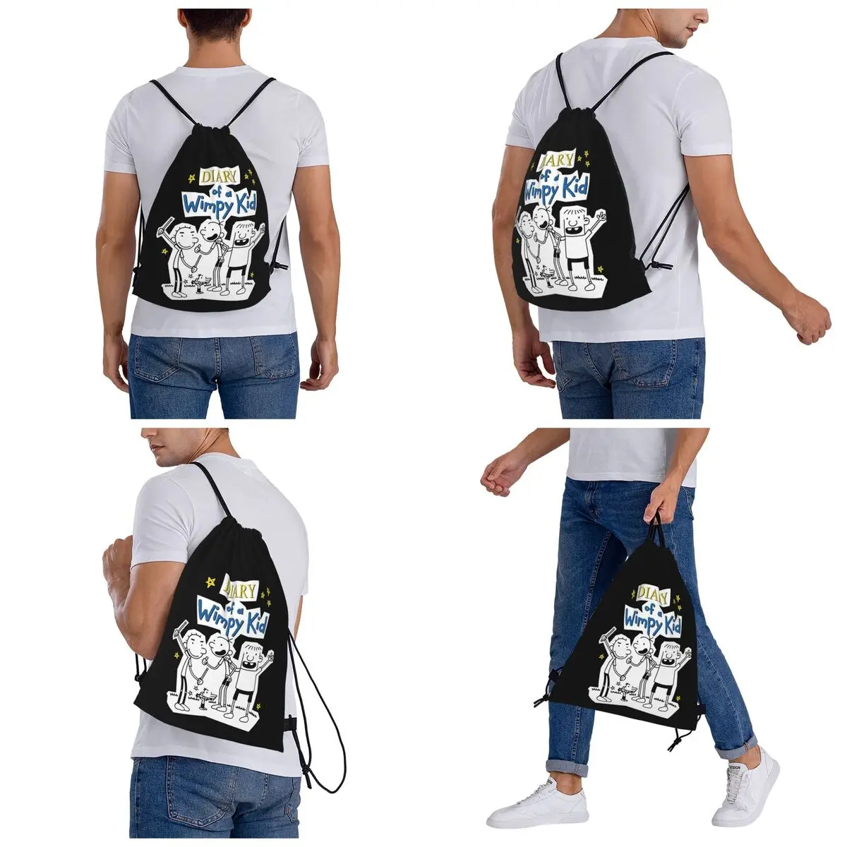 Diary Of A Wimpy Kid Group Backpacks Multi-function Drawstring Bags Sports Bag Book Bags for Man Woman Students