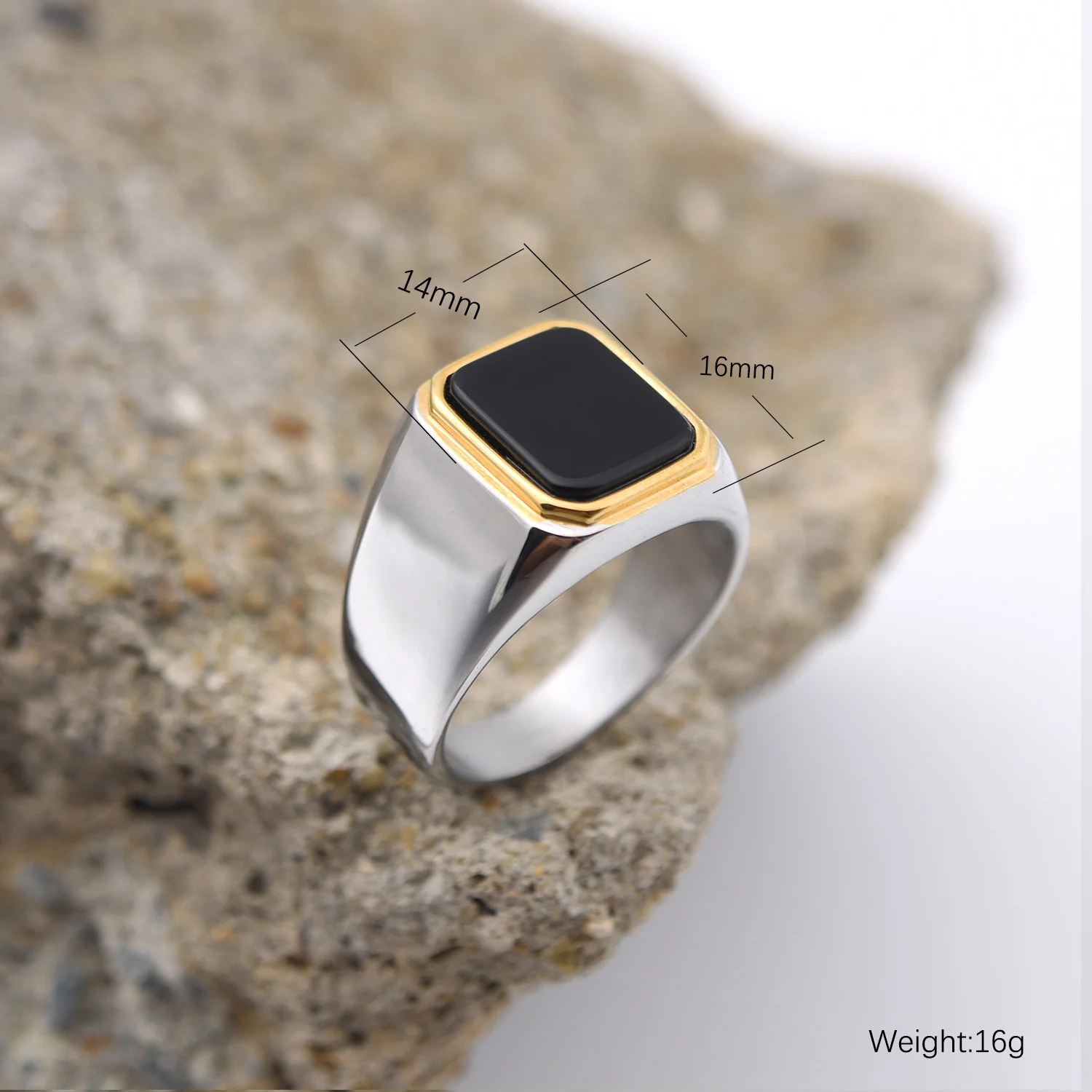 New trendy high quality stainless steel multi-color gemstone style golden agate ring