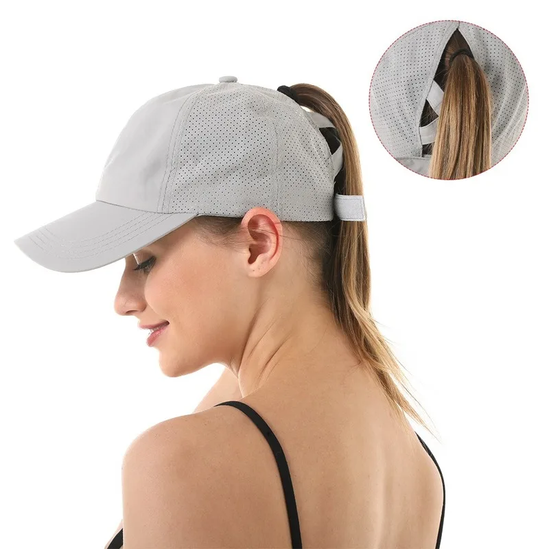 Baseball Caps For Women Hats New Breathable Mesh Sun Visor Hats Female Summer European Outdoor Sports Criss Cross Ponytail Hat