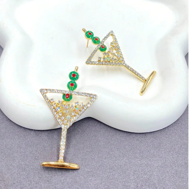 Fashion Women's Cocktail Glass Earrings, Creative Champagne Cup Earrings Perfect for Parties and Holidays, Great Gift