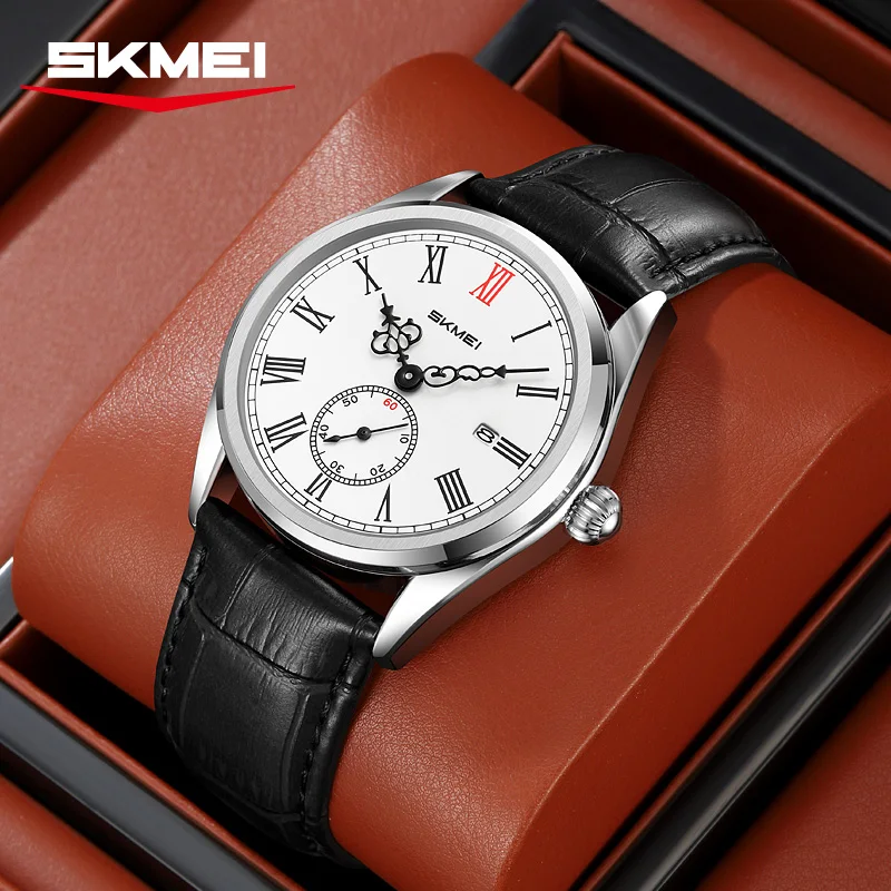 SKMEI 9402 Waterproof Classic Quartz Wristwatches Time Relogio Masculino Mens Watches Top Brand Luxury Leather Strap Date Watch