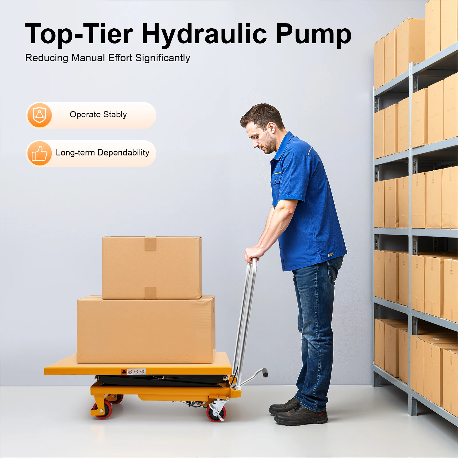 طاولة رفع مقصية هيدروليكية 770 رطل طاولة التعامل مع المواد السعة مع عجلات قفل للتعامل مع مواد مستودع المصنع