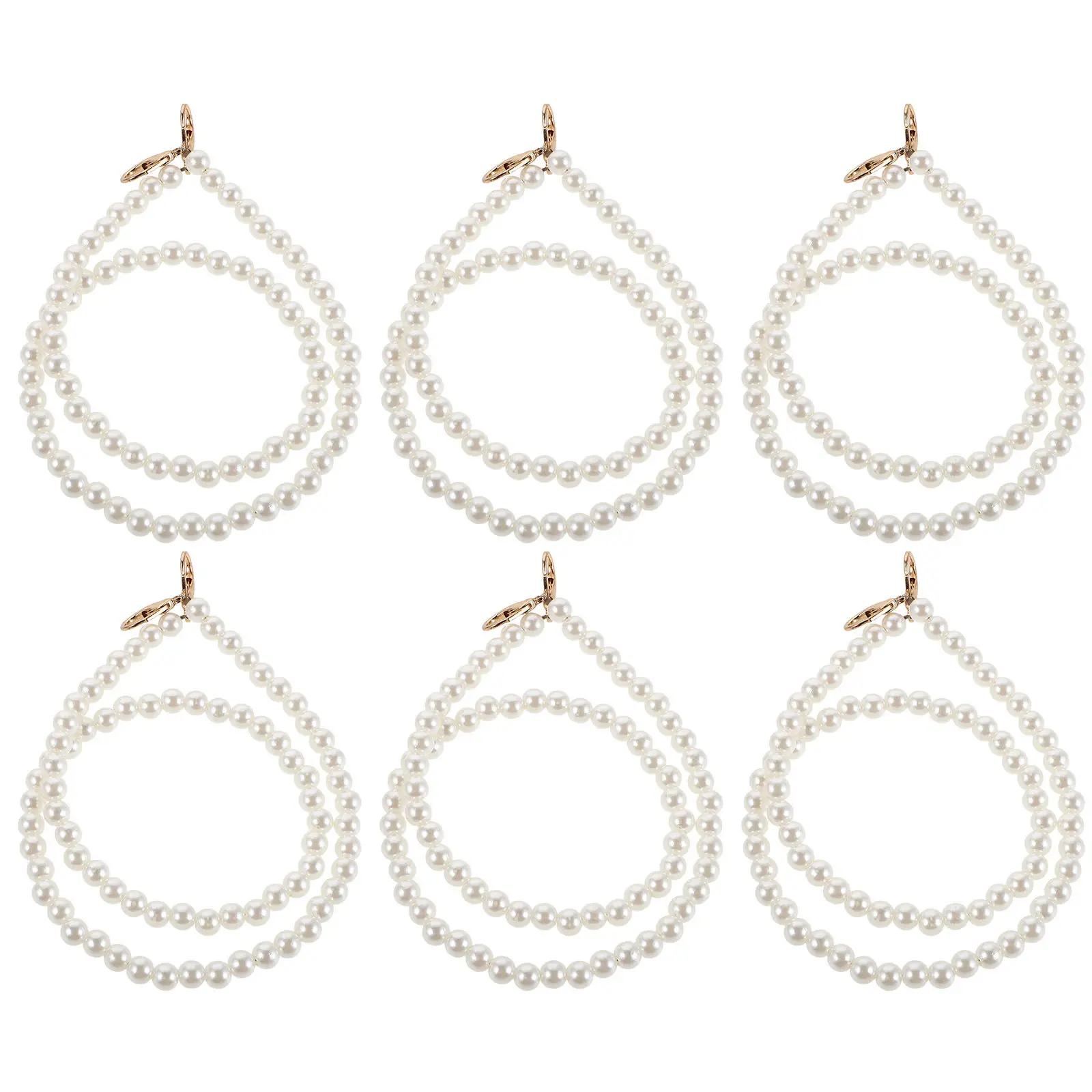 6Pcs Pearl Bag Extender Chain 60Cm Elegant Beaded Purse Strap Chain Replacement for Handbags Crossbody Evening Party Wedding
