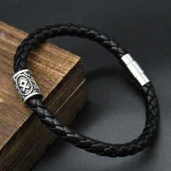 Men Leather Viking bracelets Rune Charms Beads Valknut Amulet DIY Bracelets Bangles jewelry