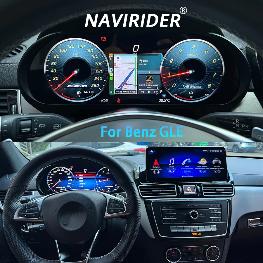 12.3inch Draadloze Carplay Android Auto Voor Mercedes Benz ML GL GLE GLS W166 X166 LCD Dashboard Panel Auto Snelheidsmeter instrument