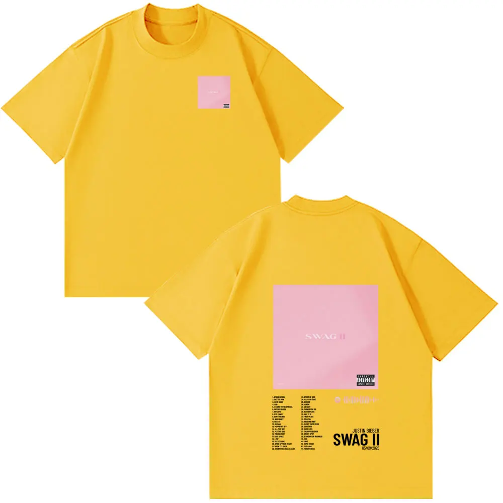 جاستن بيبر SWAG II ألبوم تي شيرت الرجال الهيب هوب خمر تي شيرتات على الموضة بلايز عادية ملابس الصيف المتضخم س الرقبة تي شيرت #5