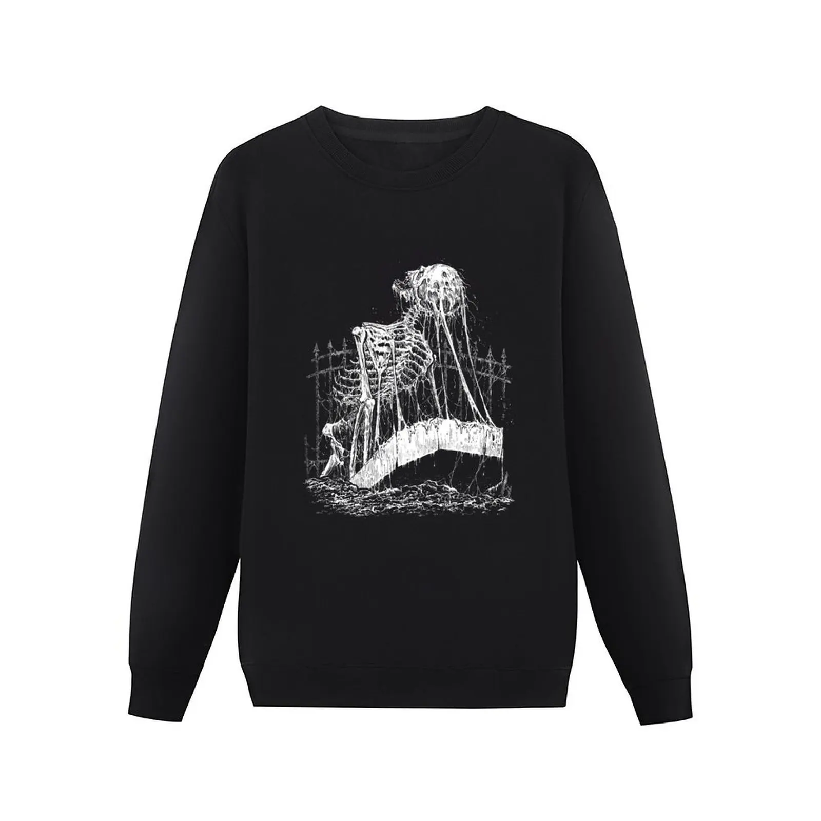 Death Awakening Skeleton Buried Zombie in cemetery at dark night Pullover Hoodie men clothes winter man sweatshirt