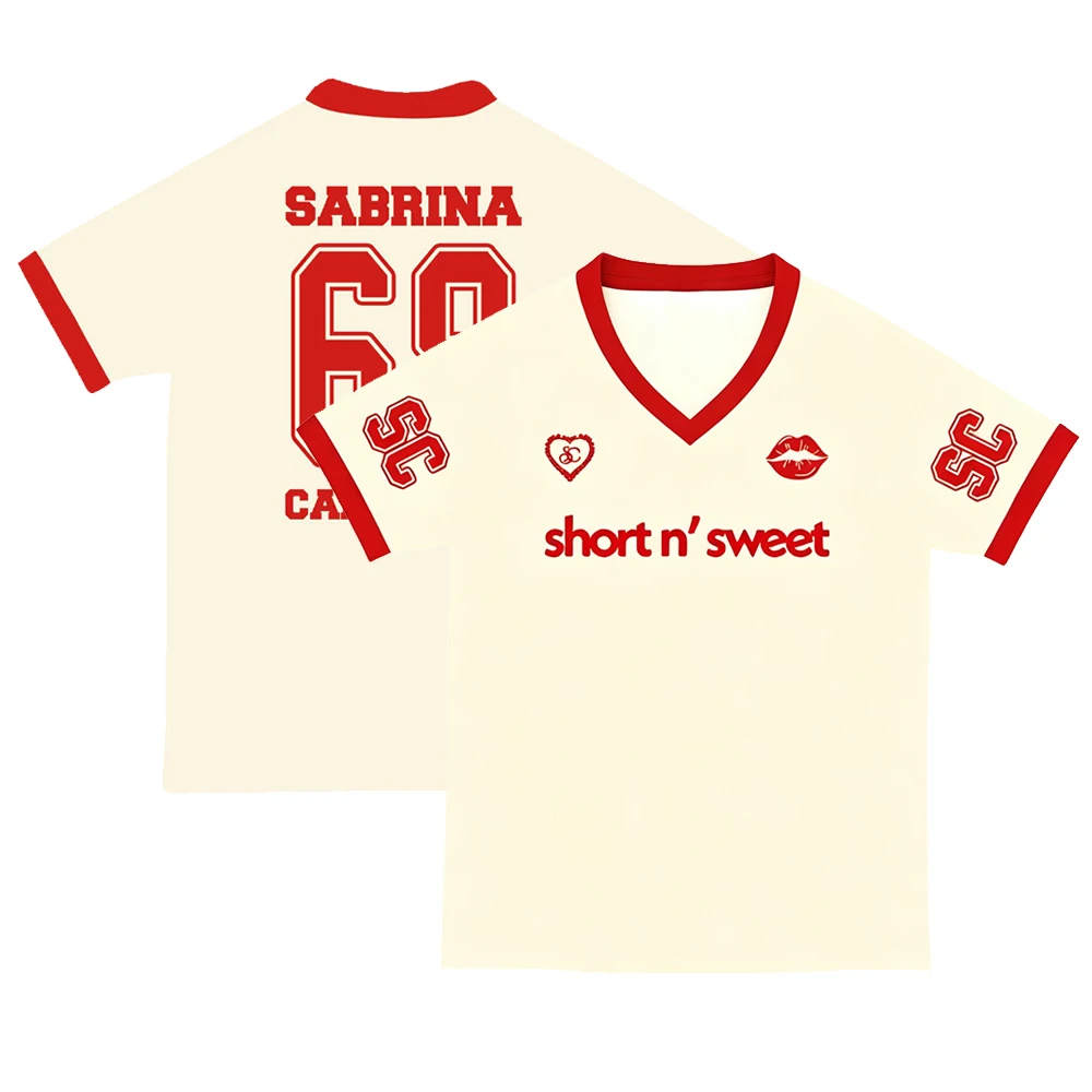 Men Women Sabrina Short N Sweet 60 Mesh Jersey, Y2K Pop Concert Streetwear, Loose Sport Tee, Breathable Quick Dry Shirt