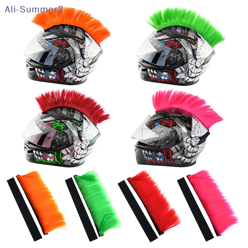 {Summer2} Punk Mohawk Synthetic Wigs Colorful Helmet Decorations For Motorcycle Bicycle Accessories Reusable Hair Stylish Riders