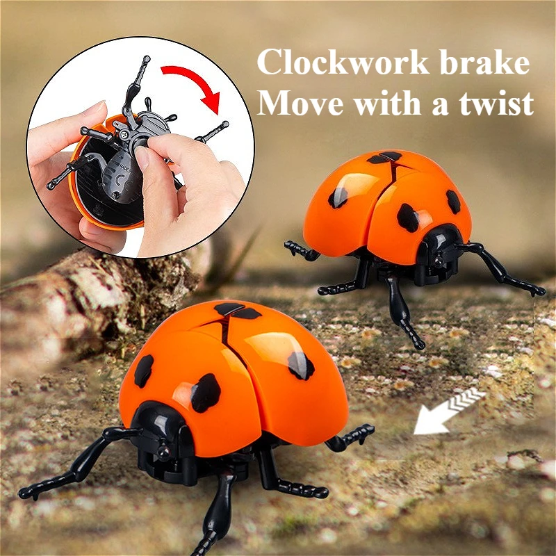 1/4PCS Creative Fun Clockwork Insect Gift Box Set Simulated Ladybug & Beetle Wind-Up Toys Decompression Decor Insect Model Gift
