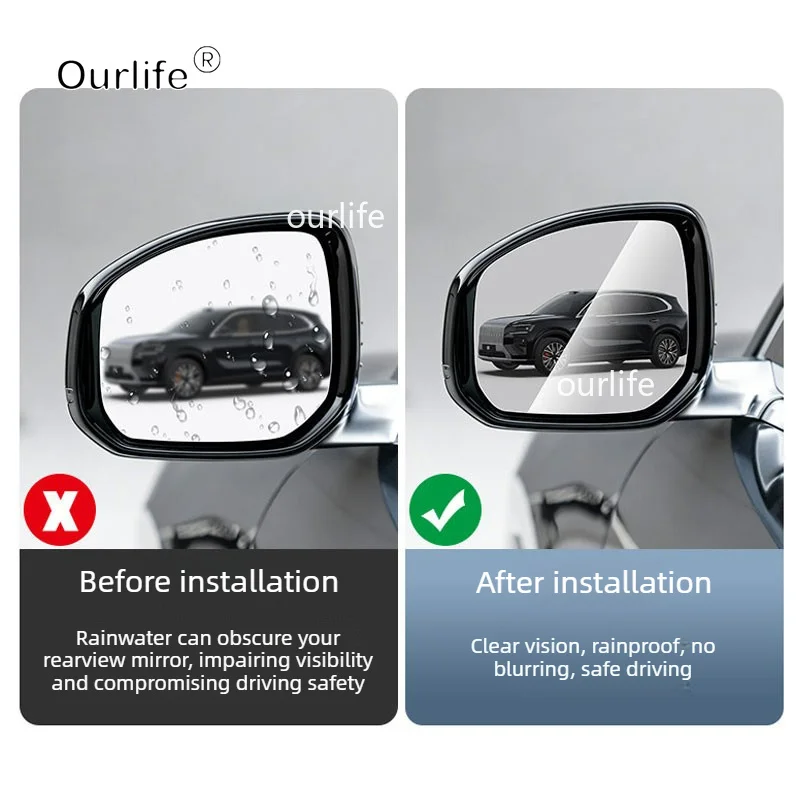 For Zeekr 8X 2026 2027 Car Rearview Mirror Side Mirror Glass Waterproof Rainproof film Sticker Anti Fog Film Accessories