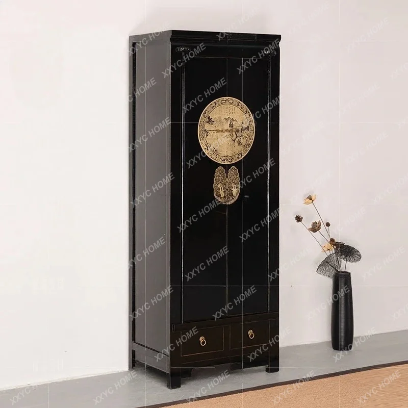 

Chinese elm black paint retro storage/old furniture bedroom cabinet customization