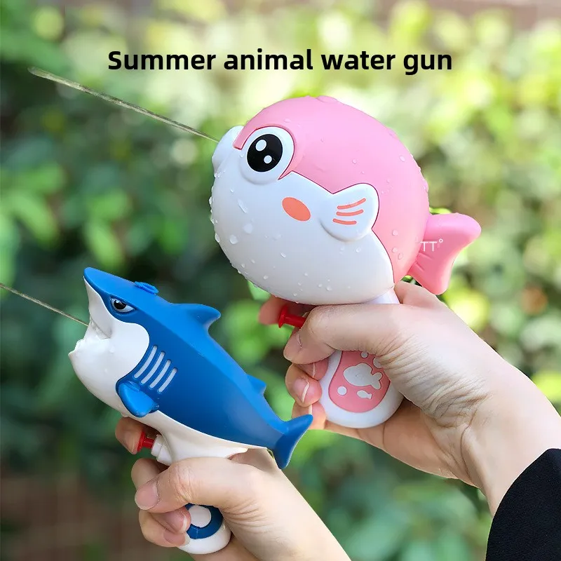 Small  gun toy shark puffer fish children summer beach play press water gun outdoor water play toy  watergun