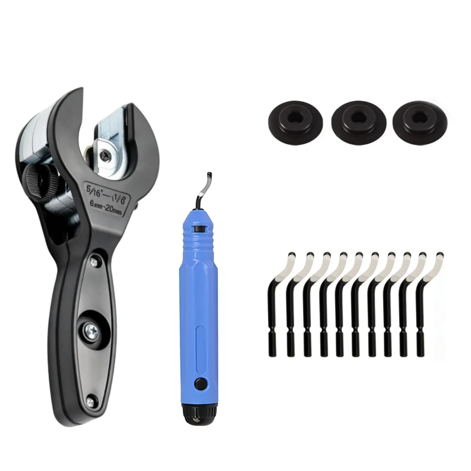 6-23mm or 8-29mm Ratcheting Pipe Cutter with 3 Replaceable Blades and Deburring Tool for Copper Aluminum PVC and Plastic Hoses