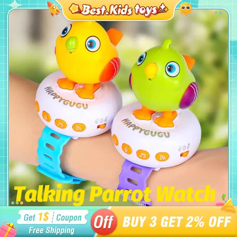 Kids Gugu Bird Talking Parrot Watch Sound Controlled Induction Children's Toy Voice Sensing Party Bithday Gifts Educational Toys