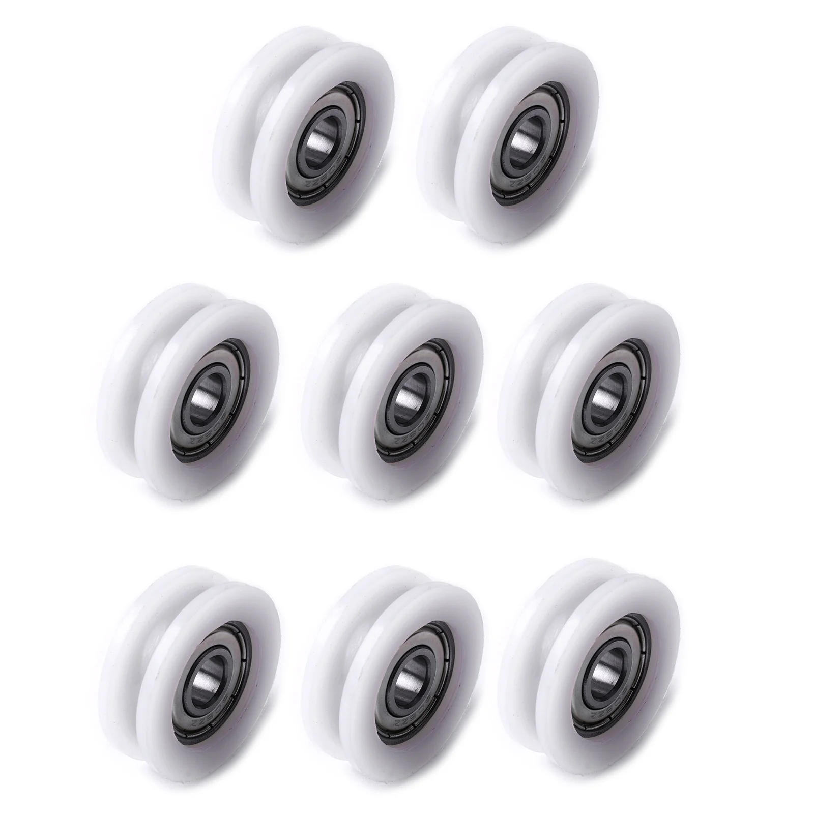 

8pcs U groove POM plastic-coated bearings,sliding door pulley,furniture nylon wheel, slot wheel,rail wheel,drive rollers.