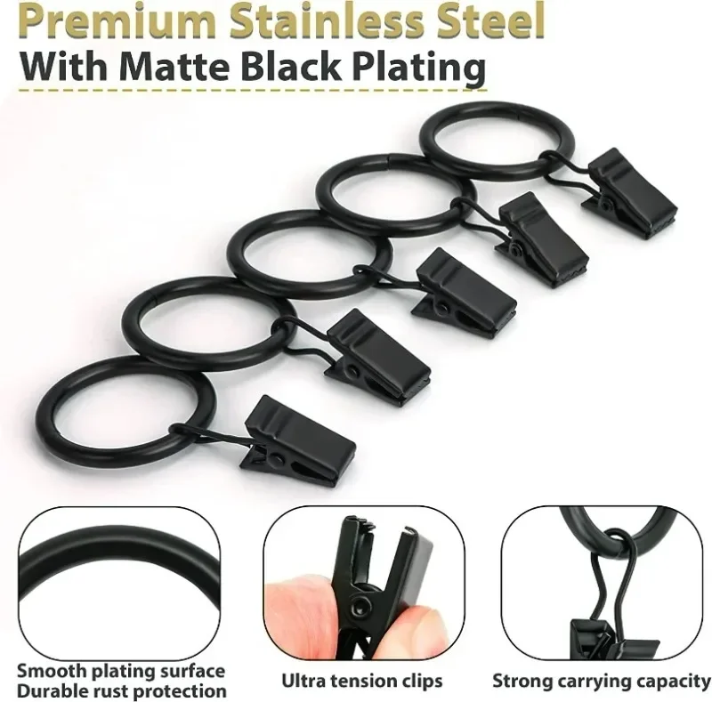 30/10x Roman Circle Curtain Ring Clips Rods Holders Hangers Split Curtain Rings Buckles Bathroom Living Room Home Decoration