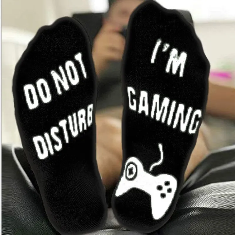 

1pair New Fashion Socks Men No Show Ankle Crew Socks Unisex Home Gum Gaming Letter Black White Autumn Winter High Quality Socks