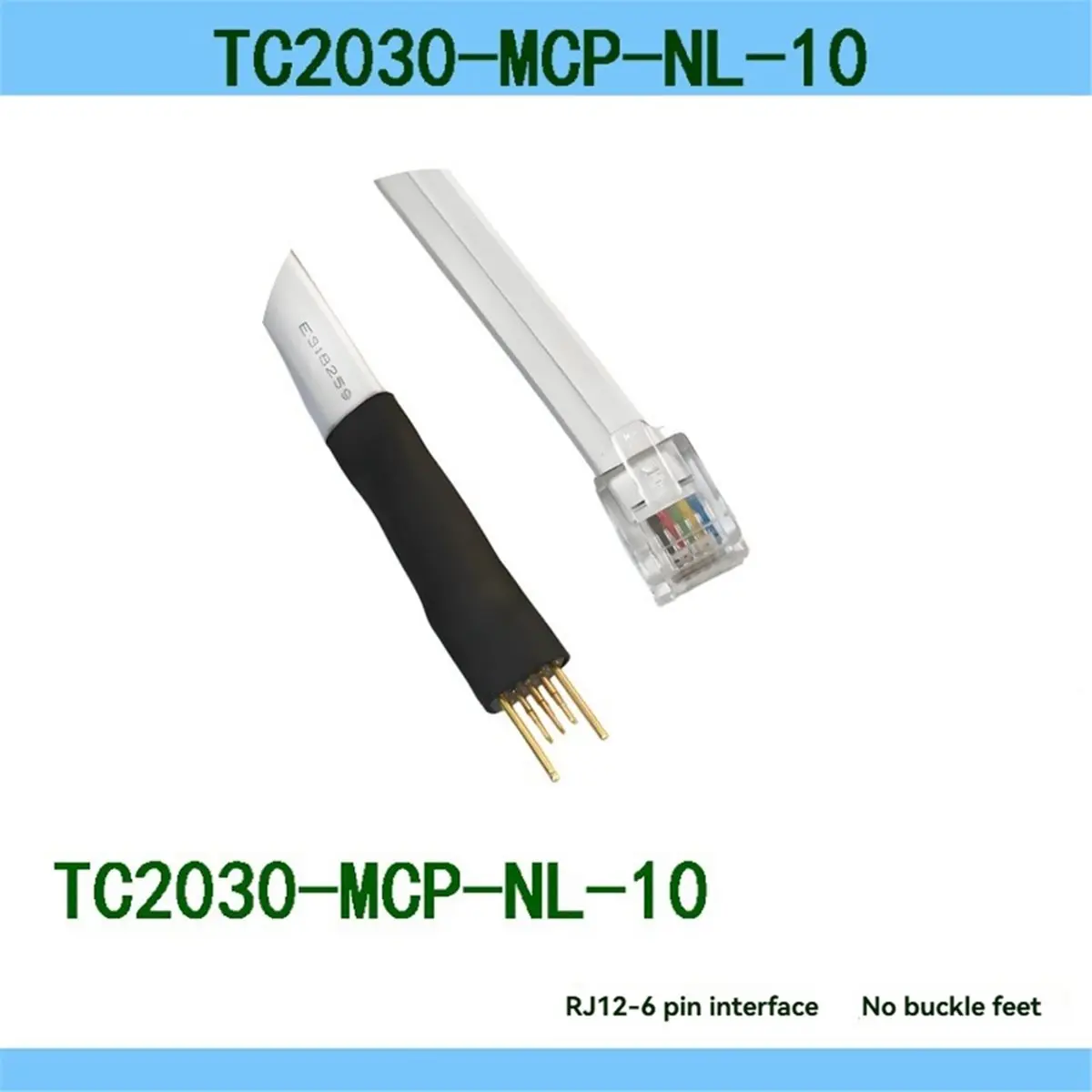 TC2030--NL-10 6-Pin No-Legs Cable with RJ12 Modular Plug for Plug-of-Nails Spring-Pin Cable