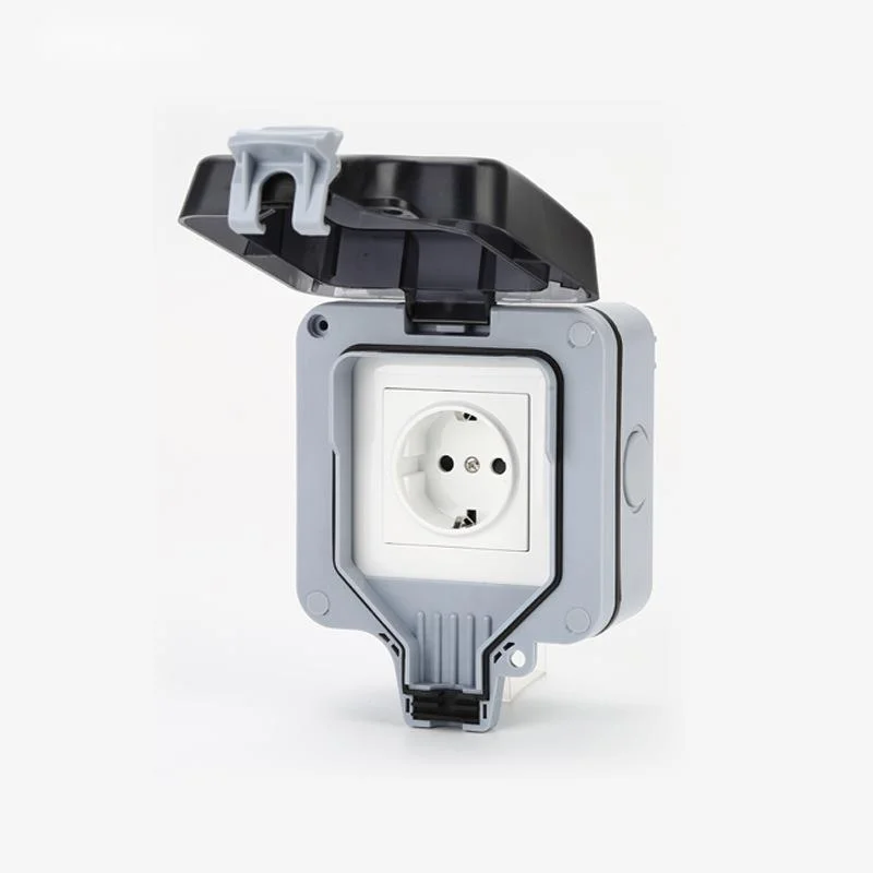 

CE Outdoor European Plug-in IP66 Splash Proof Box European Standard German Single Industrial Rainproof Switch Waterproof