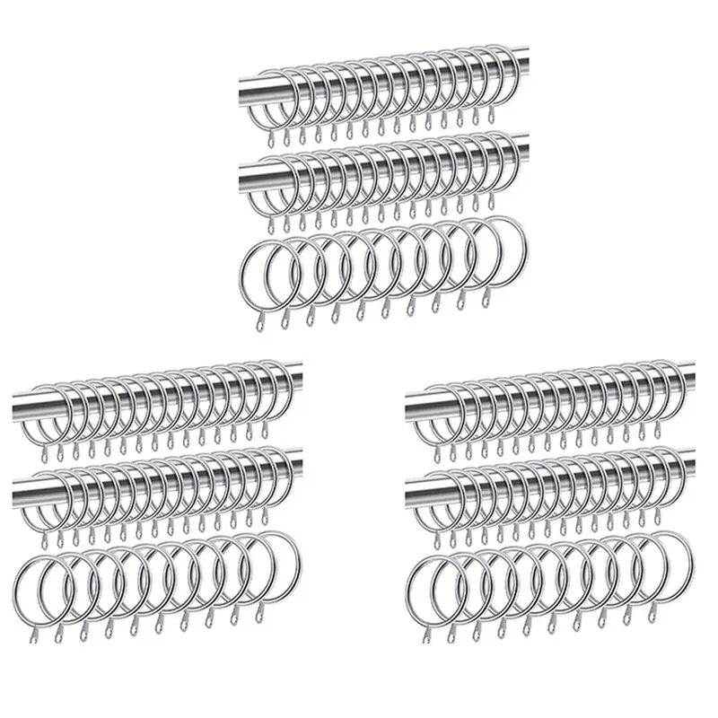 AT05-120 Pcs Metal Curtain Ring For Curtains And Poles,Dangling Sliding Eyelet Ring 32 Mm Inner Diameter (Silver)