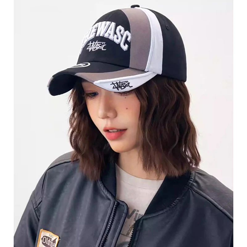 Motorsport Y2K Baseball Cap for Men Women 3D Embroidered Structured Dad Hat Color Block Sun Protection Summer Outdoor Sports Cap
