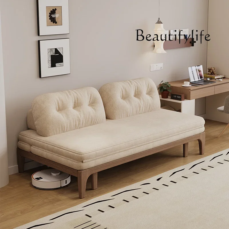 BJ Solid Wood Foldable Sofa Bed Bedroom Living Room Dual-purpose Single Double Small Apartment Designer
