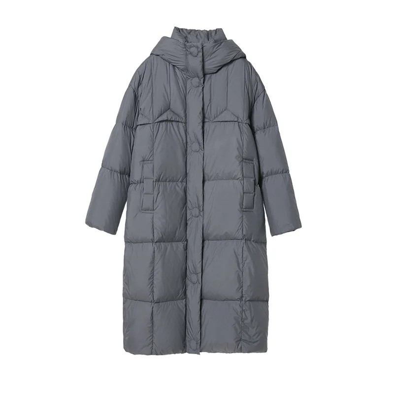 المرأة الجديدة سترة طويلة أسفل نمط سميكة مقنعين بطة بيضاء أسفل معطف أنيق عارضة تخفيف نمط مريح Polyes... #5