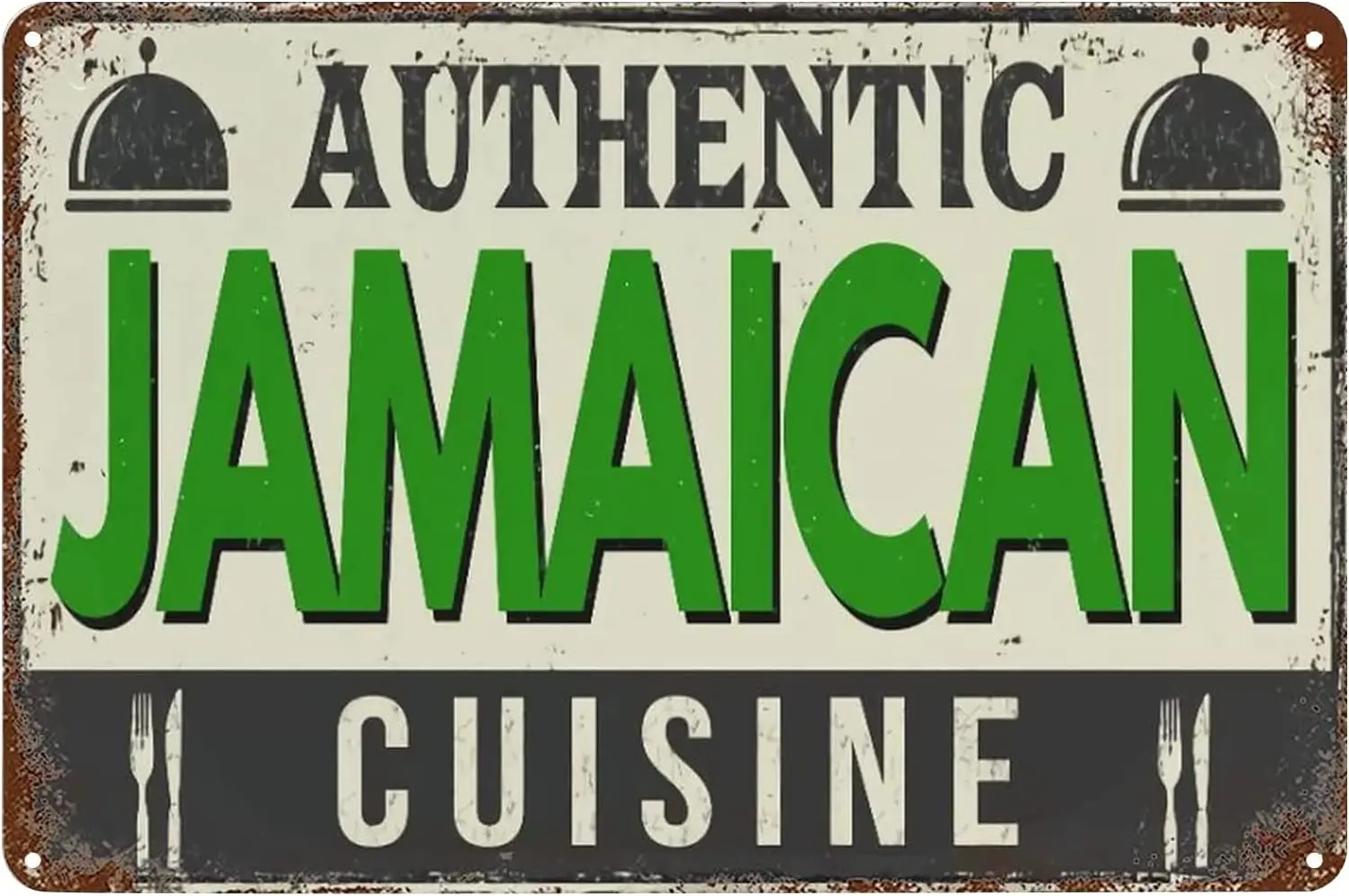 Vintage Metal Signs Authentic Jamaican Cuisine Tin Sign Retro Poster Wall Art Decor Plaque for Home Bar Cafe Club