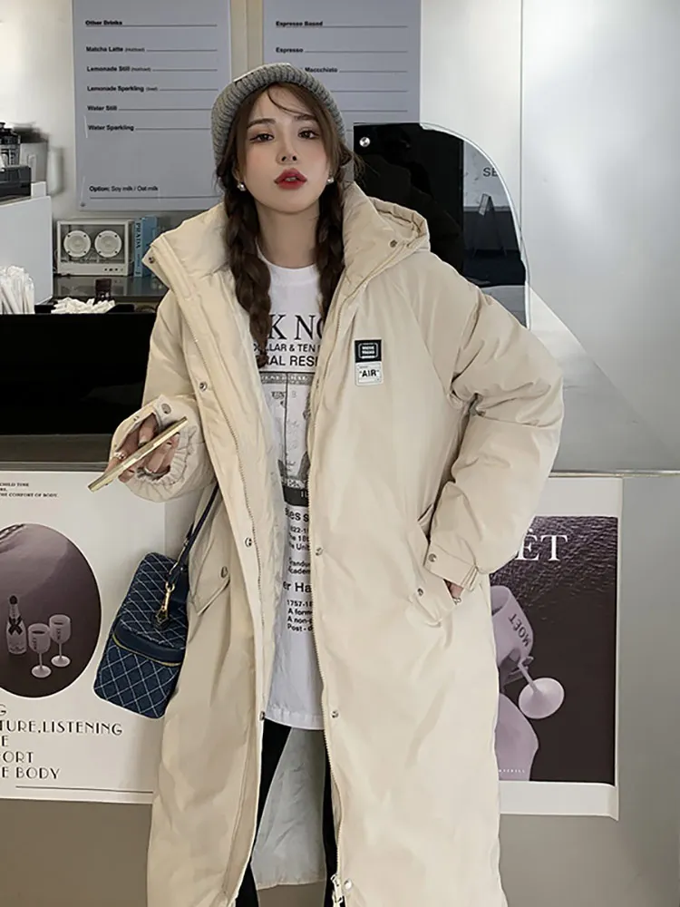 Vielleicht-chaqueta con capucha para mujer, Parka acolchada larga de algodón, abrigo informal de gran tamaño, invierno, 2022