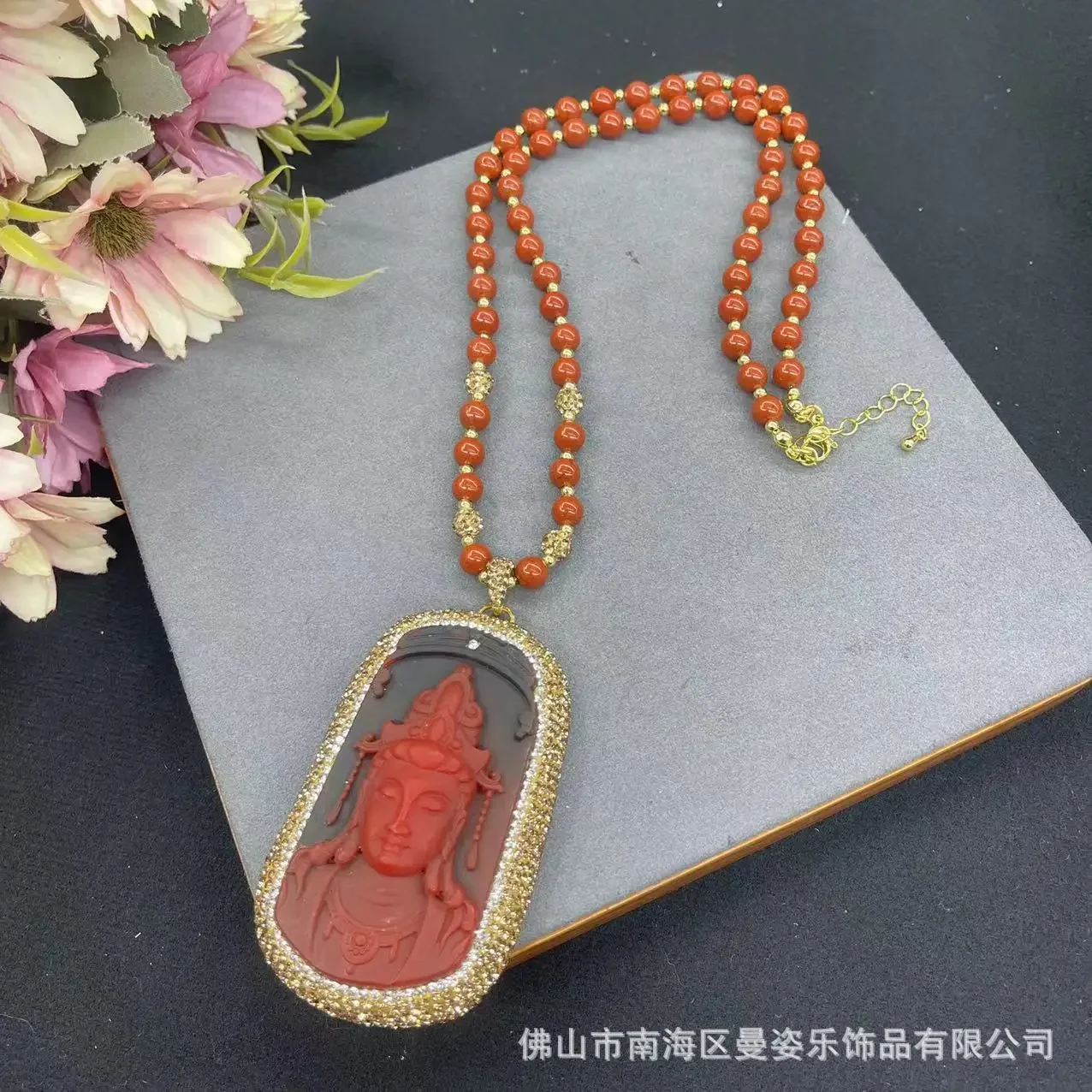 New Nanhong Chain Guanyin Brand Pottery Clay Point Diamond Sweater Chain New Chinese Vintage Premium Jewelry Live Hot Sale