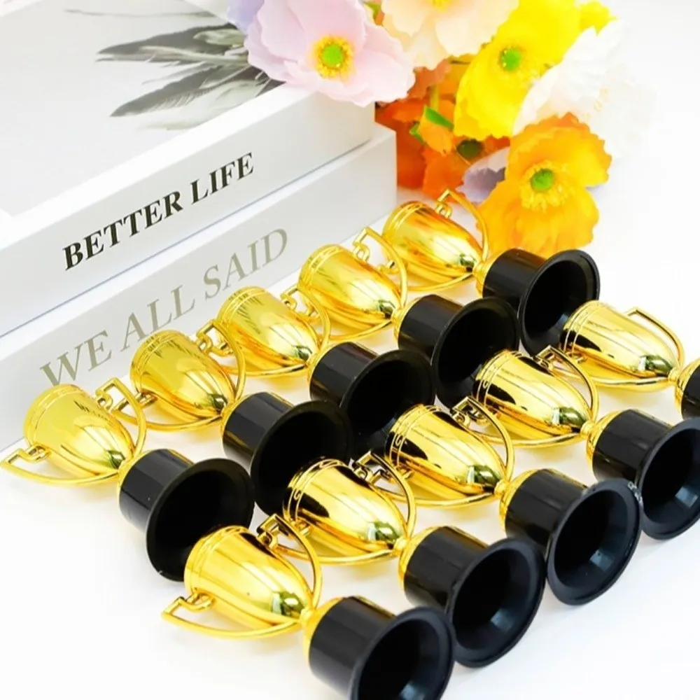 Golden Gold Plated Gold Plated Trophies Small Size Plastic Material Mini Trophy Prize 6Pcs Set Mini Size Trophy Cup For