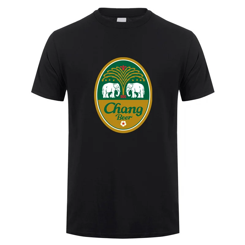 Chang Beer T Shirts Men Graphic Teeshirt Chang Beer Elephant Tshirt Cotton Casual Tee Tops Clothes LH-539