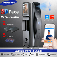 SANKESONG Tuya Smart 3D Face Door Lock Security Camera Monitor Intelligent Fingerprint Password Biometric Dual Battery