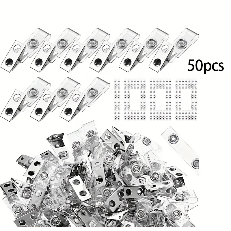 

50 металлических зажимов для бейджей — зажимы для именных бирок с двойным отверстием для удостоверений личности, офисных и школьных принадлежностей