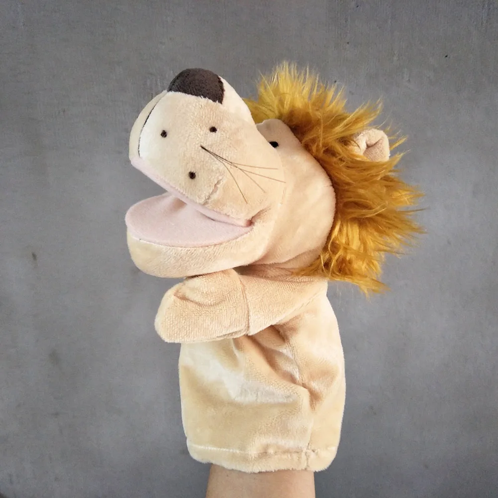 Kinderen open mond leeuw Baby Handpop Knuffel