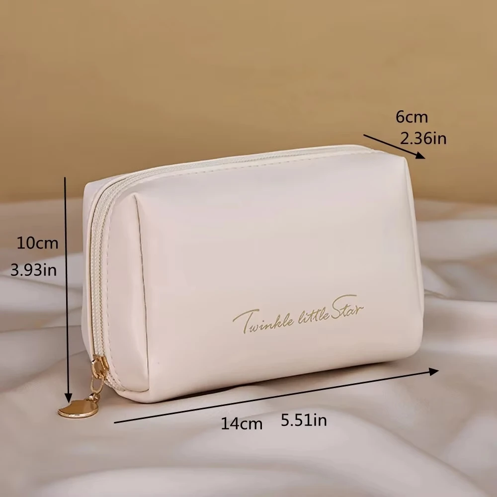 Portable High-End Makeup PU  Cosmetic Pouch, Travel Toiletry Organizer with Multi-Layer Design, Lipstick & Skincare Storage