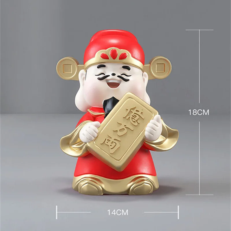 

New Resin God of Wealth Mascot Home Room Office Decoration Creative Mammon Statue Living room Dining Table Cabinet Decor Gift