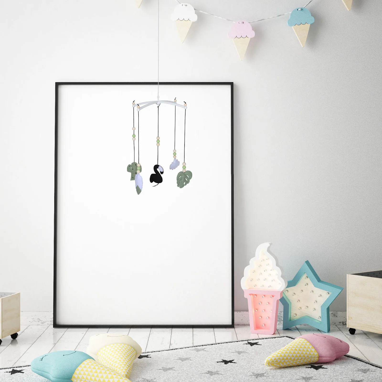 Babybedje Bel Leuke Vilt Windgong Voor Kinderkamer Dieren Mobiele Hangende Wieg Kinderwagen Decor Kinderkamer Decoratie