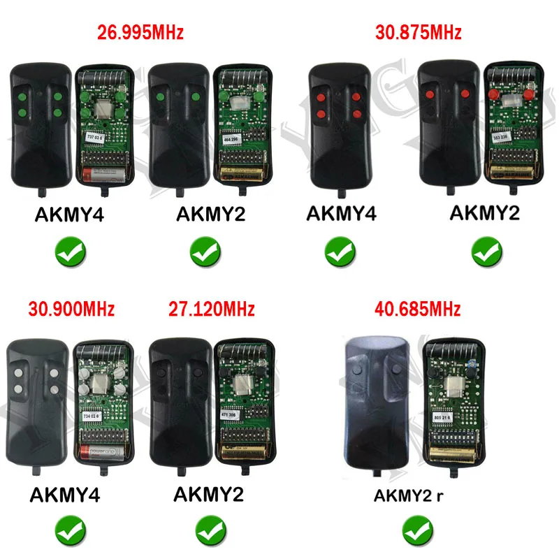 For ALLMATIC AKMY2 AKMY4 AKMY2r 40.685MHz 30.875MHz 26.995MHz 27.120MHz 30.900MHz ALLMATIC Garage Door Remote Control