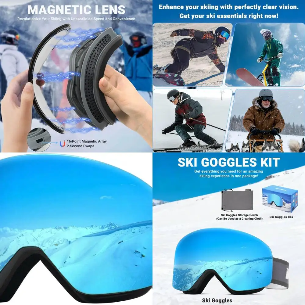 

Бескаркасные лыжные очки со сменными линзами, защитой от ультрафиолета, подходящие для мужчин, женщин и молодежи.