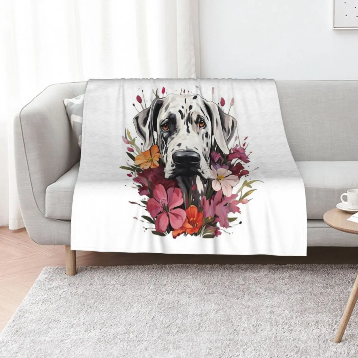 Beautiful Harlequin Great Dane Throw Blanket Luxury Brand Shaggy Bed Fashionable For Baby Cute Plaid Soft Plaid Blankets